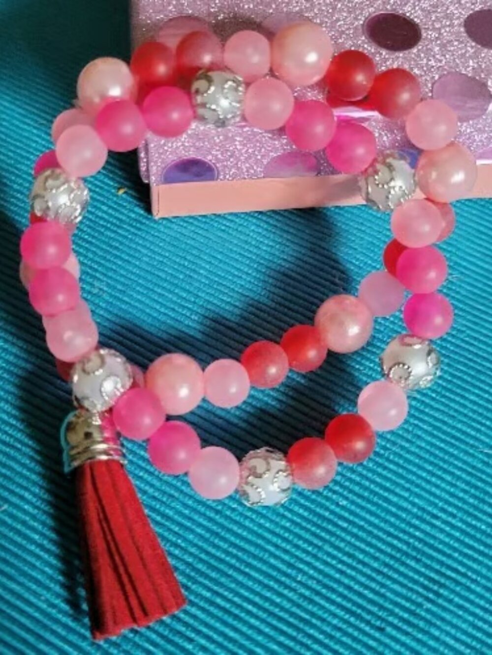 Pretty in Pink Silver Grey Double Wrist Wraps